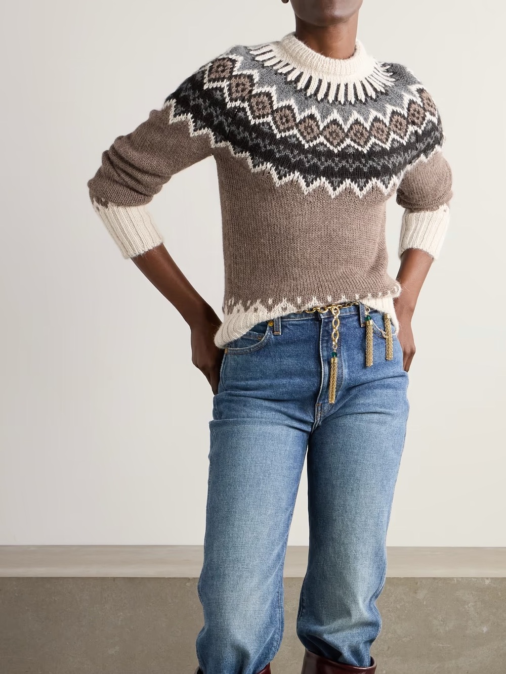 Chloe fair isle alpaca wool and cashmere sweater